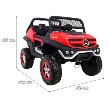 Mercedes Benz Unimog dla dzieci Czerwony + Napęd 4x4 + Pilot + Bagażnik + Wolny Start + MP3 LED